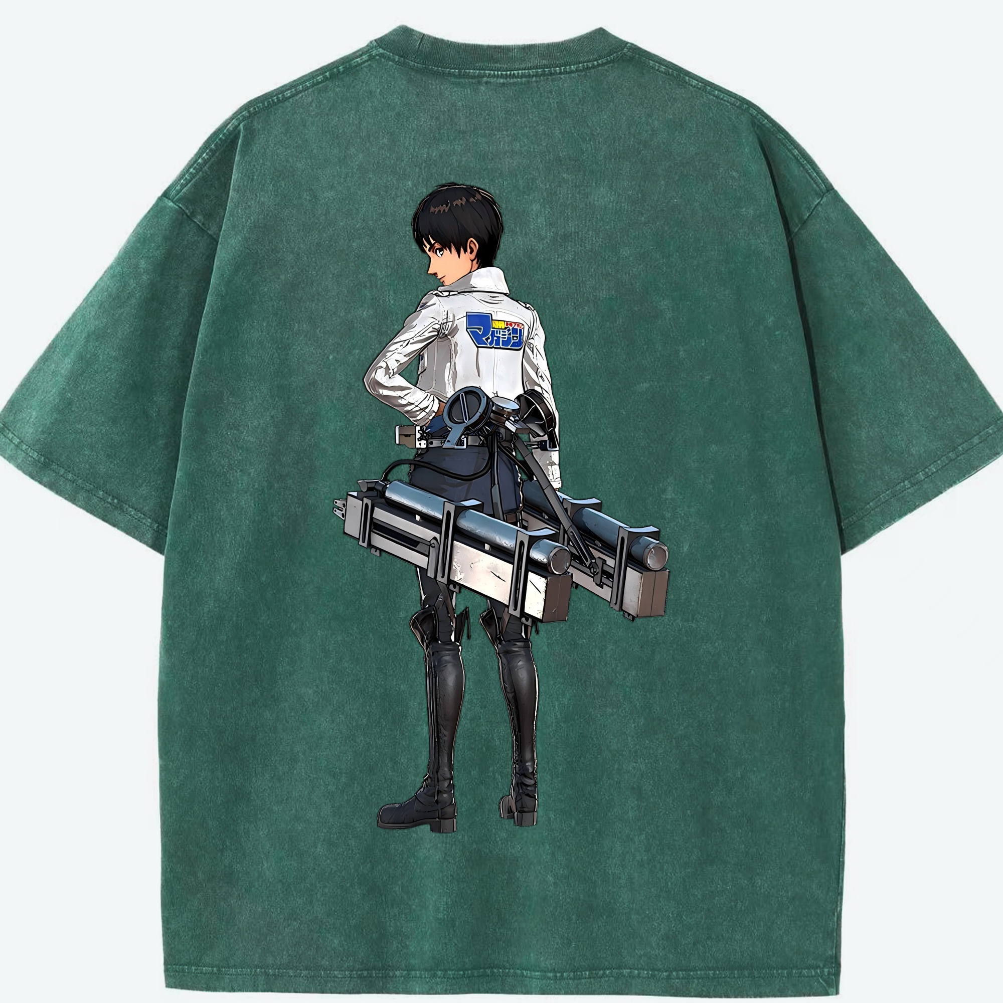 （画像用） 進撃の巨人 エレン･イェーガー Attack on Titan Eren Jäger 綿100% ヴィンテージ風 半袖Tシャツ（背面プリント）